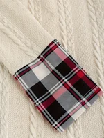 Knitted hooded dress plaid print stitching fake buckle high waist long sleeve A-line dress female - Image 4