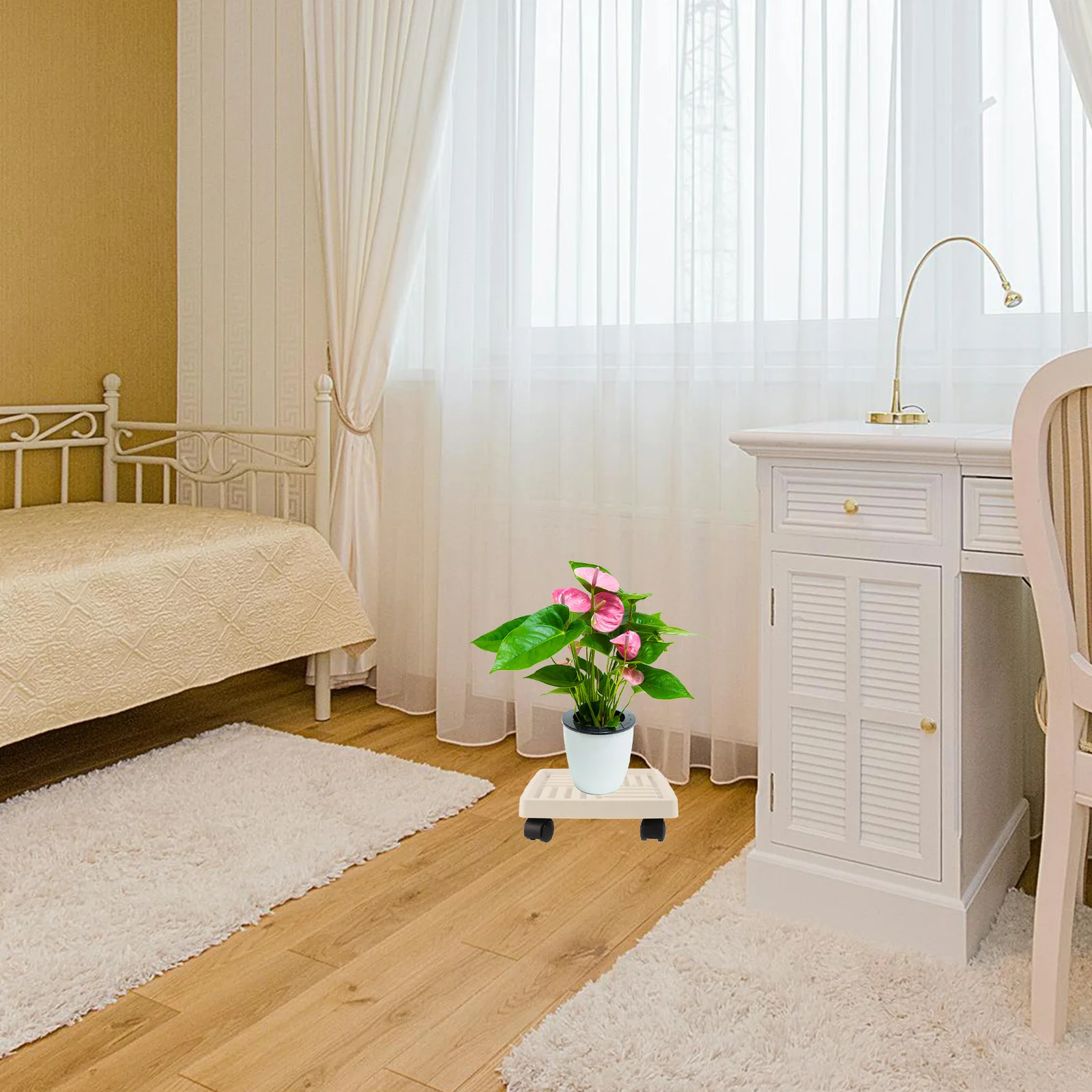 

Plant Tray With Wheels Planter Holder Movable Base For Indoor Outdoor Use Rolling Flowerpot Tray Pp Material Smooth