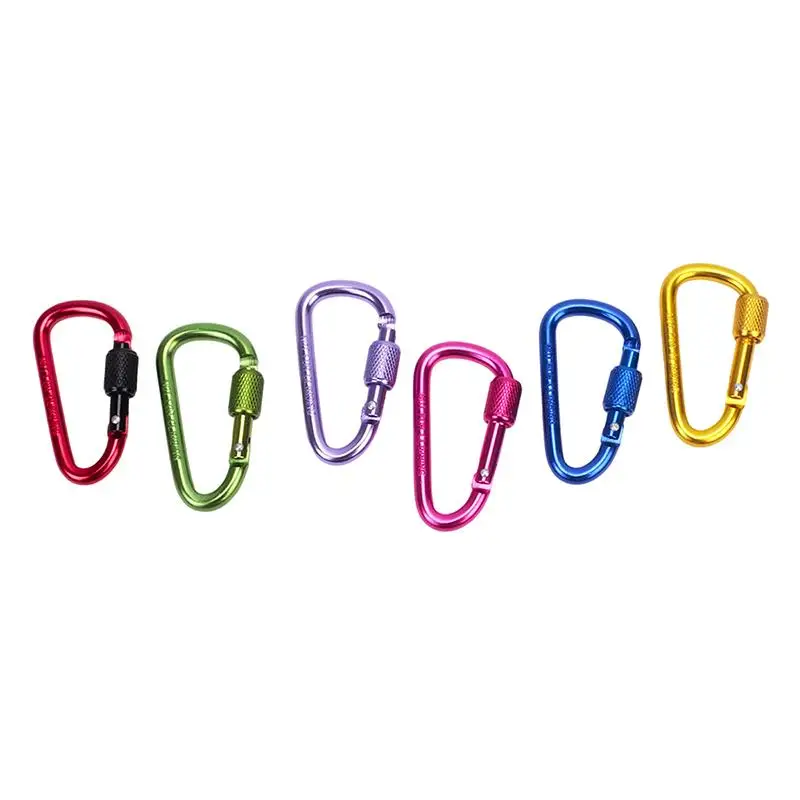 * New Sale 1Pcs D-shape Carabiner Camping Hiking Hook Aluminum Alloy Carabiner Safety Buckle Keychain With Lock Climbing Button