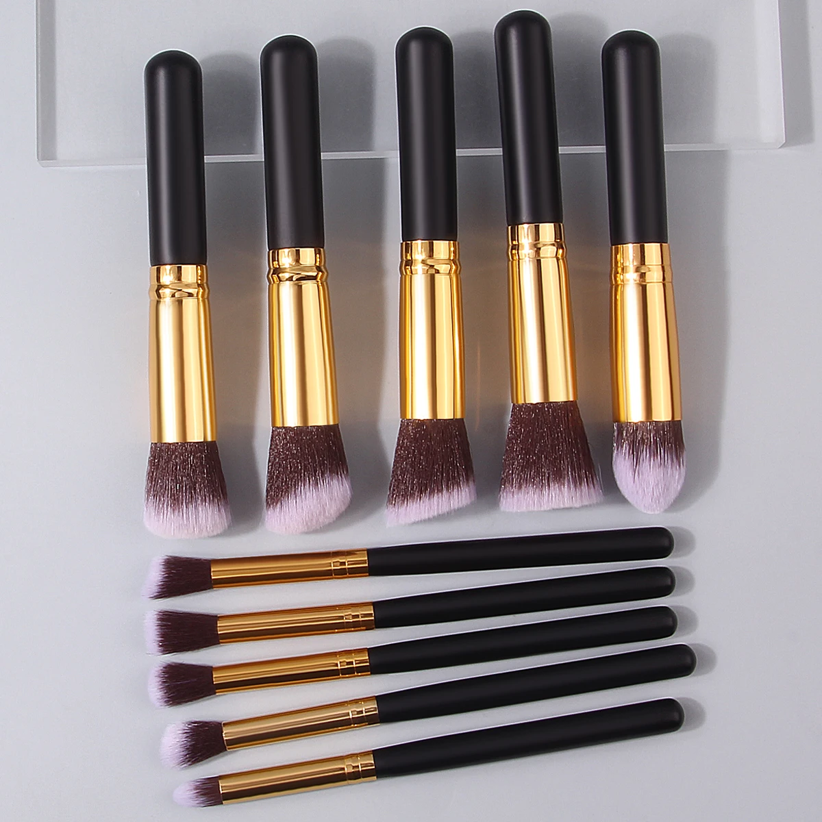 Juego de 10 brochas de maquillaje negras, brocha para sombra de ojos, colorete, superventas, herramientas de maquillaje para principiantes