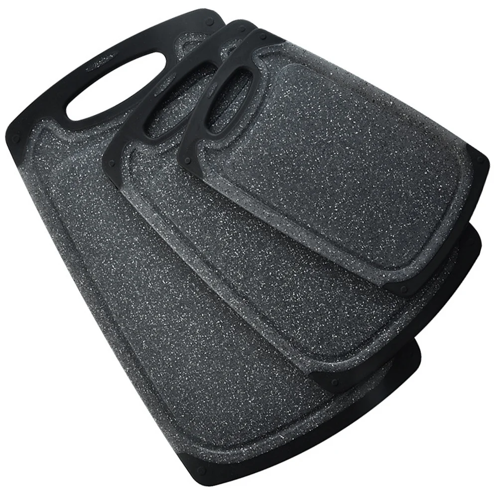 

3 шт., противоскользящая пластиковая разделочная доска, большая, толстая, коврик для мяса, овощей, коврик для хранения, край резервуара, предотвращение жидкости, кухня