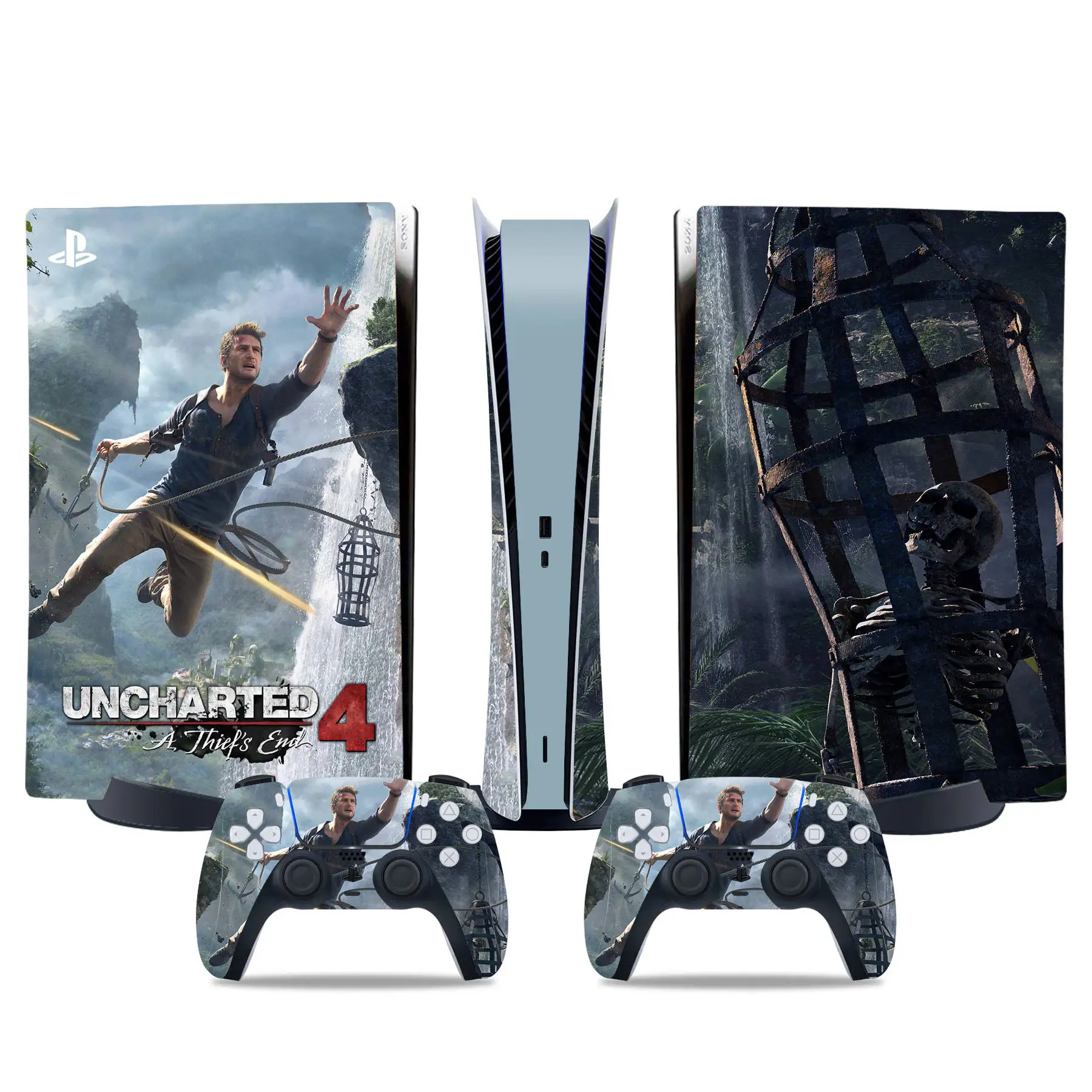 PS5 الشارات الرقمية وحدة التحكم والتحكم ملصقا الجلد ، اكسسوارات الفينيل ، Uncharted 4