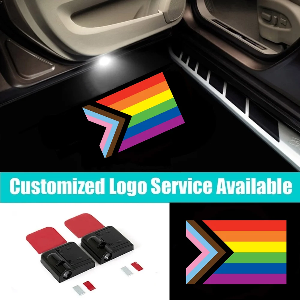 

2Pcs Wireless LED Pride LGBTQ Pansexual Gay Logo Car Door Welcome Laser Projector Courtesy Shadow Lights