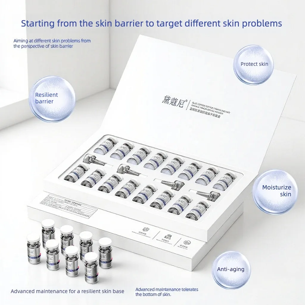 GHK-Cu Blue Copper Peptide Freeze-Dried Powder - Anti-Wrinkle & Soothing Face Serum with Hyaluronic Acid