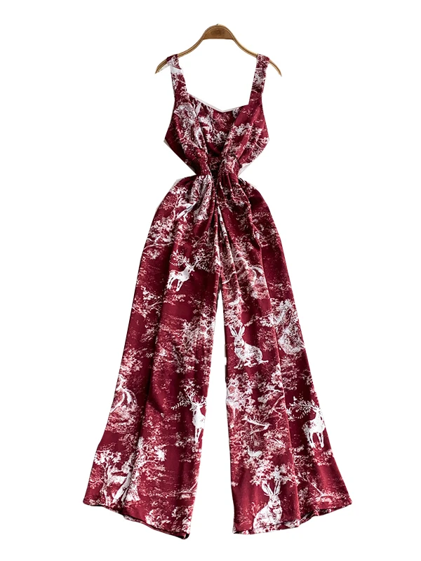 

Chic Tie-Dye Wide Leg Pants Women's Summer New Casual High Waist Slimming Straight Cut Jumpsuit Commute Sle Online Exclusive