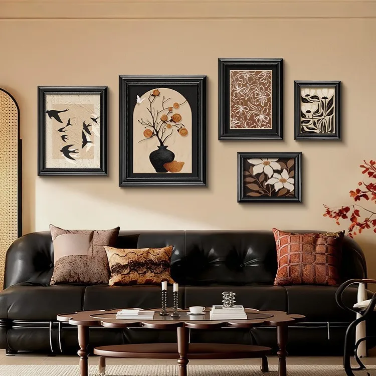 

Medieval Style Combination Painting Light Luxury High Sense Living Room Big White Wall Decoration Painting Good Meaning Sofa Bac