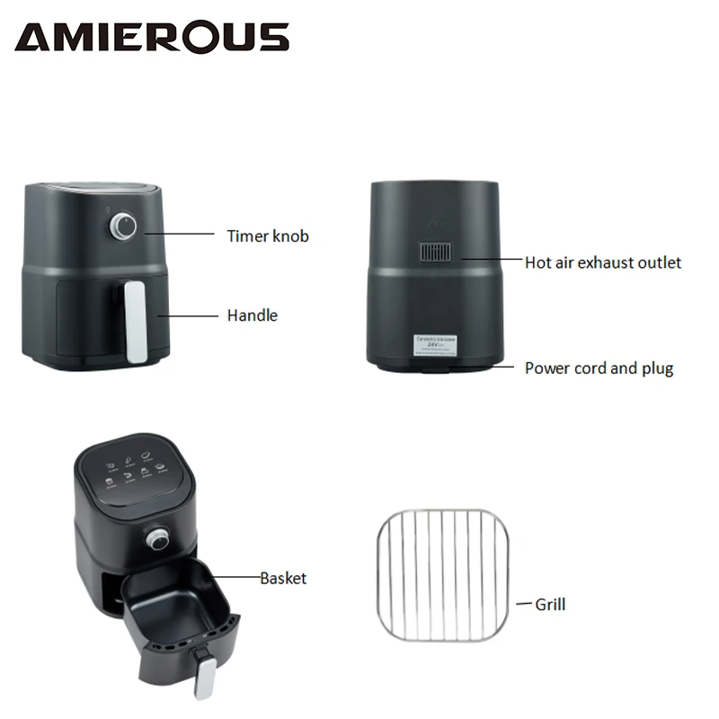 Portable Air Fryer 24V DC 3.0L One-click Easy Operation Multicooker for Car Truck Travel RV Camping Black Quick & Easy(30KD)