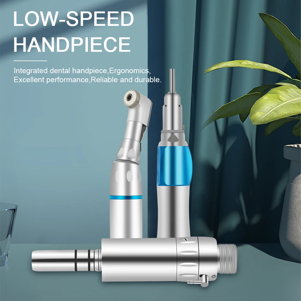 

1:1 Dental Contra Angle Handpiece Set Low Speed E-Type Air Motor External Water Spray Turbine