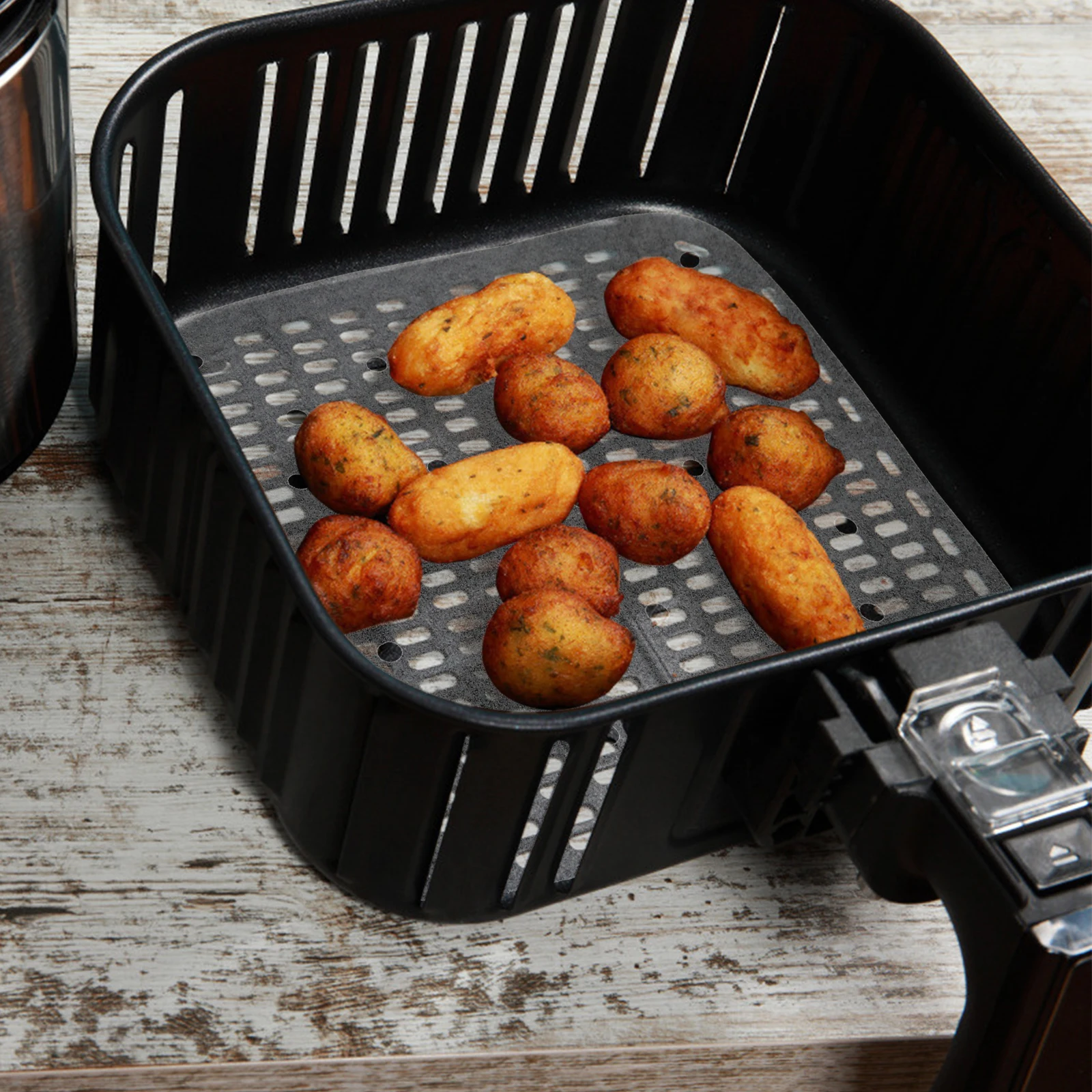 

100Pcs Air Fryer Paper Liners Wood Pulp Material Non Stick Steamer Basket Mats for Home Cooking Bbq Chicken Fish Vegetables