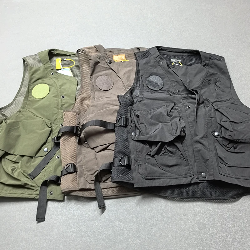 

2026 весенний новый американский ретро горный функциональный уличный рабочий жилет с несколькими карманами, мужской 100% нейлоновый свободный повседневный жилет, пальто