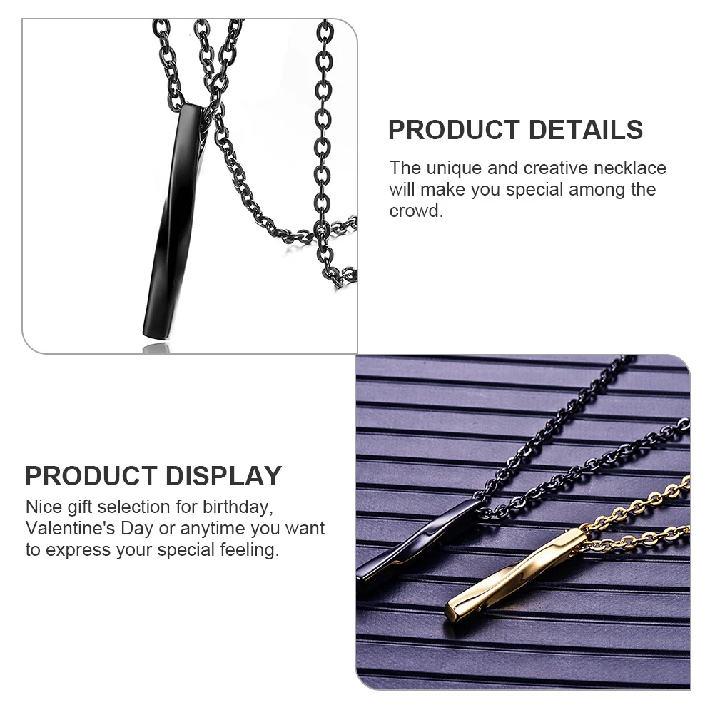

Twisted Cylinder Pendant Necklace Stainless Steel Men Jewelry Punk Sweater Long Chain Decoration Accessory