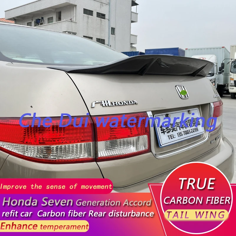 For Honda 7th R CL7 Generation Accord Modified True Carbon Fiber Rear Spoiler True Carbon Fiber Rear Wing Adhesive Mount