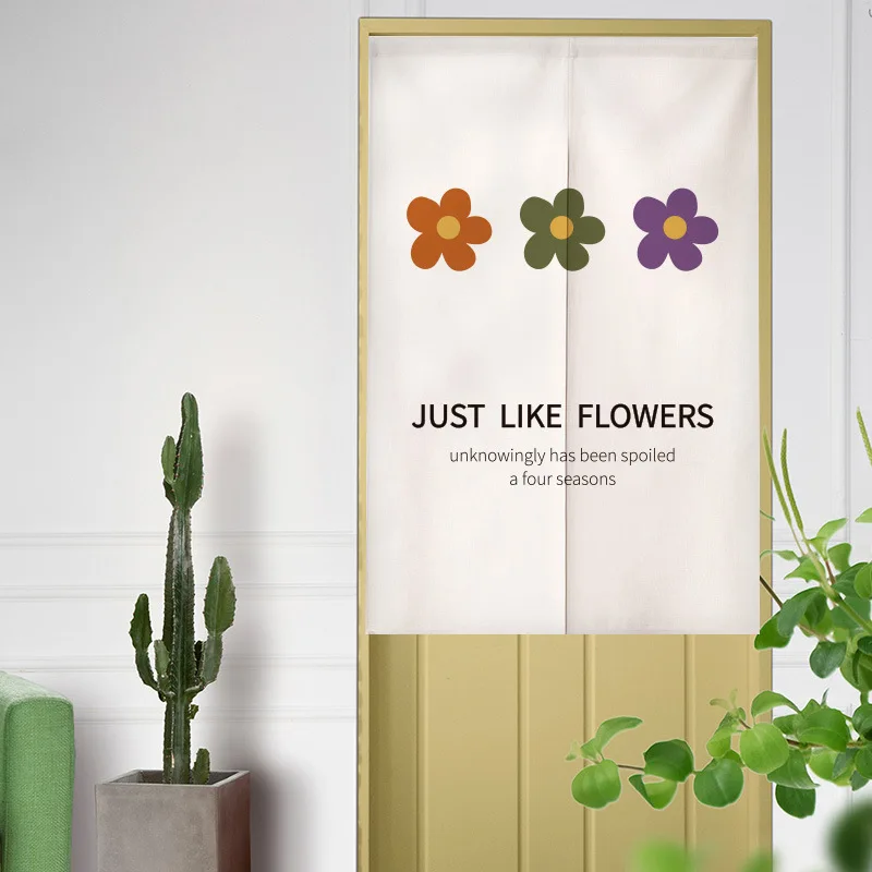 Simple green plants changing room Curtain Privacy Partition Doorway Curtains Kitchen Entrance Noren Linen Hanging Half-curtain