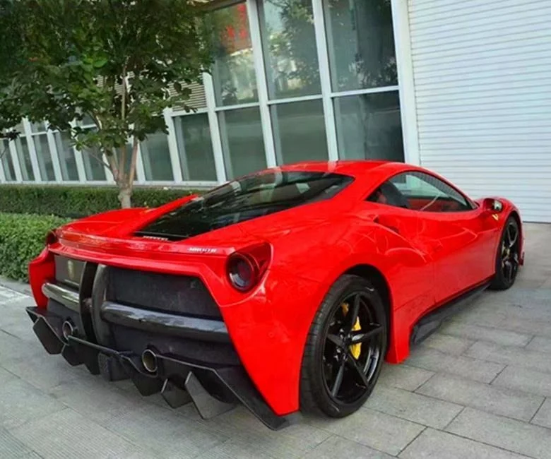 M estilo f488 kit de corpo largo capa para ferrari 488 gtb dianteiro e traseiro spoiler saias laterais semi carbono fib material