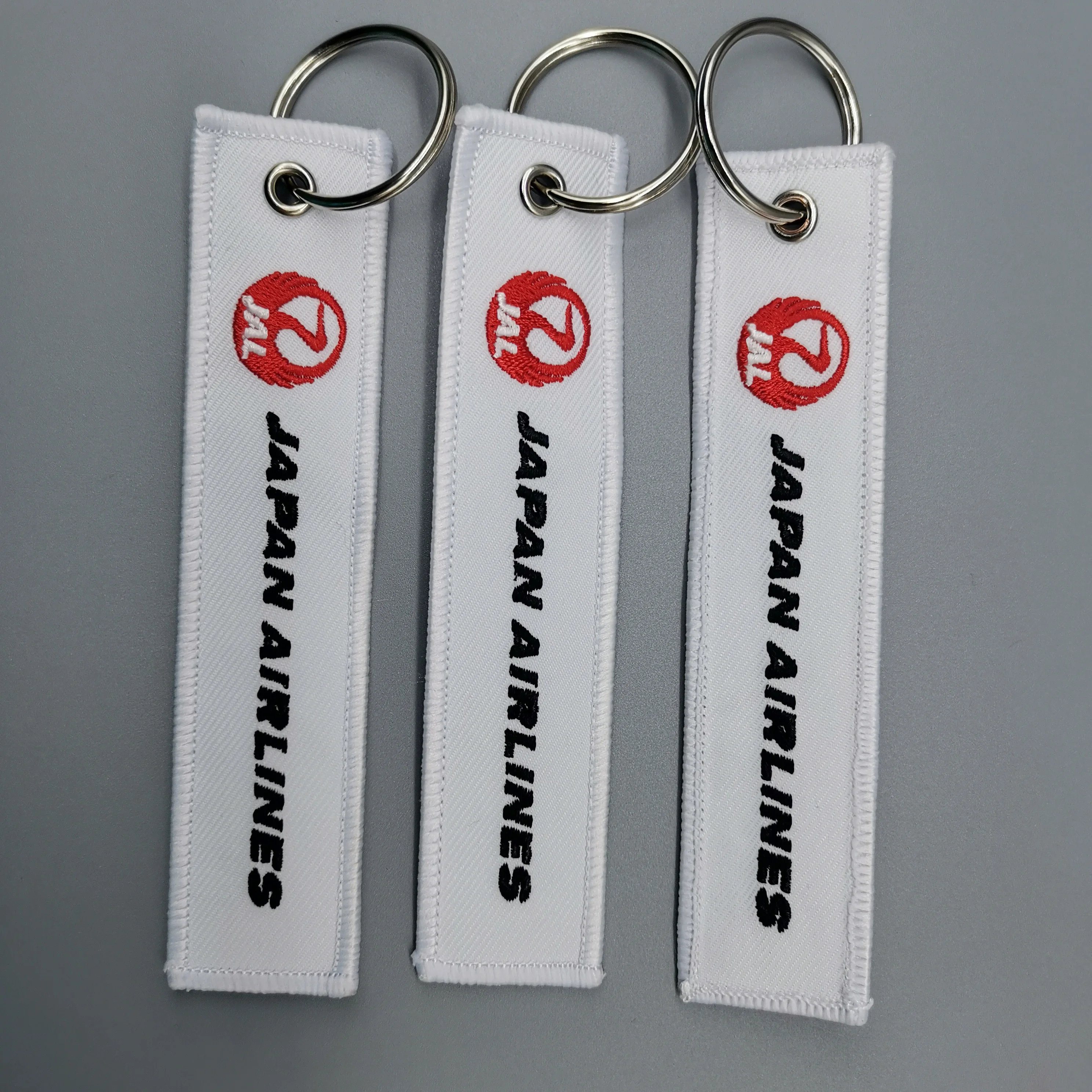 1 PC Japan Airlines Keychain Gift Letter Fashion Trinkey Double Sided Embroidered Motorcycle Key Accessories