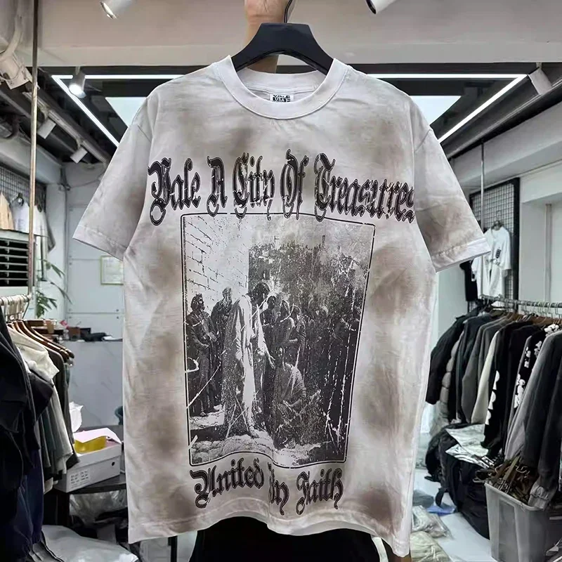 Harajuku أحلام رياضية استغاثة المتعثرة قميص موضة نوعية جيدة غسلها اليد البالية تي شيرت الرجال النساء الصيف نمط Vinta