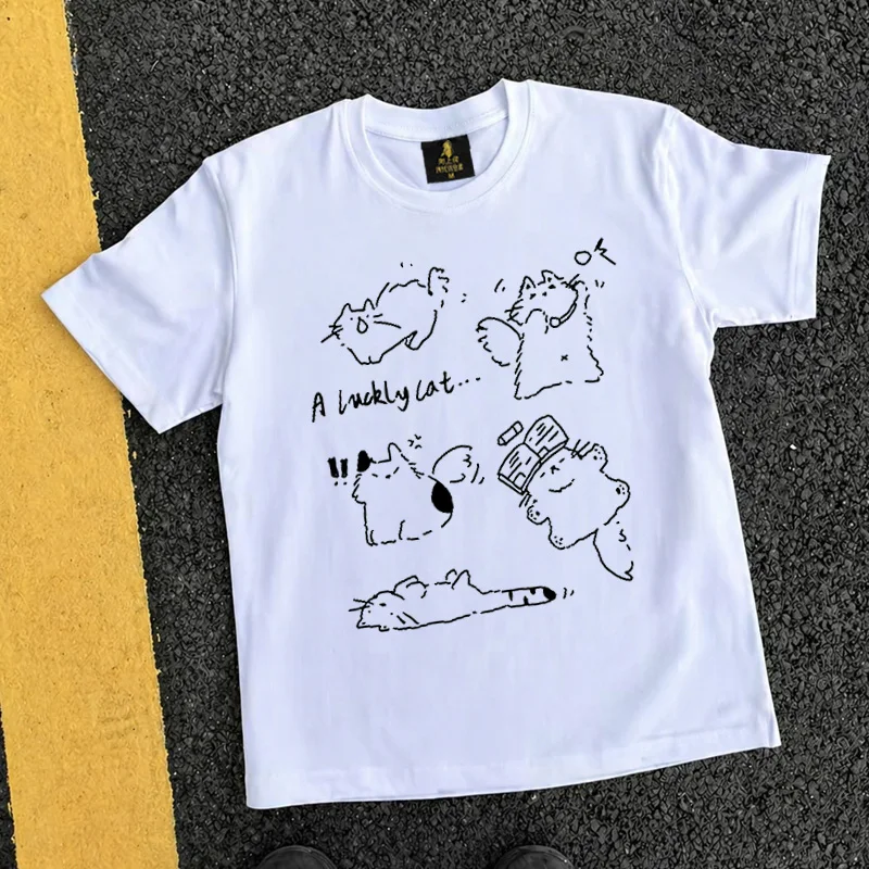 Loose Fit Cotton T-Shirt Unisex Short Sleeve Double Thread UPUPXIA Hero Print Sweat Absorbent round Neck Casual Summer Top