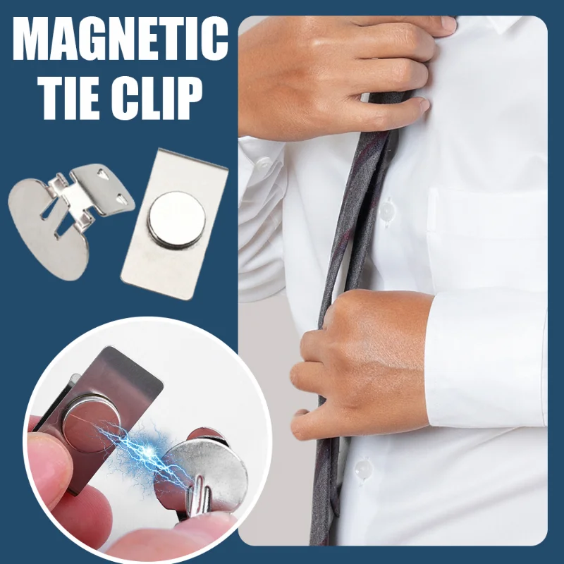 Clip de corbata Invisible magnético, Clip de corbata de camisa de Metal de acero inoxidable fijo automáticamente, joyería creativa para hombres, accesorios, regalos