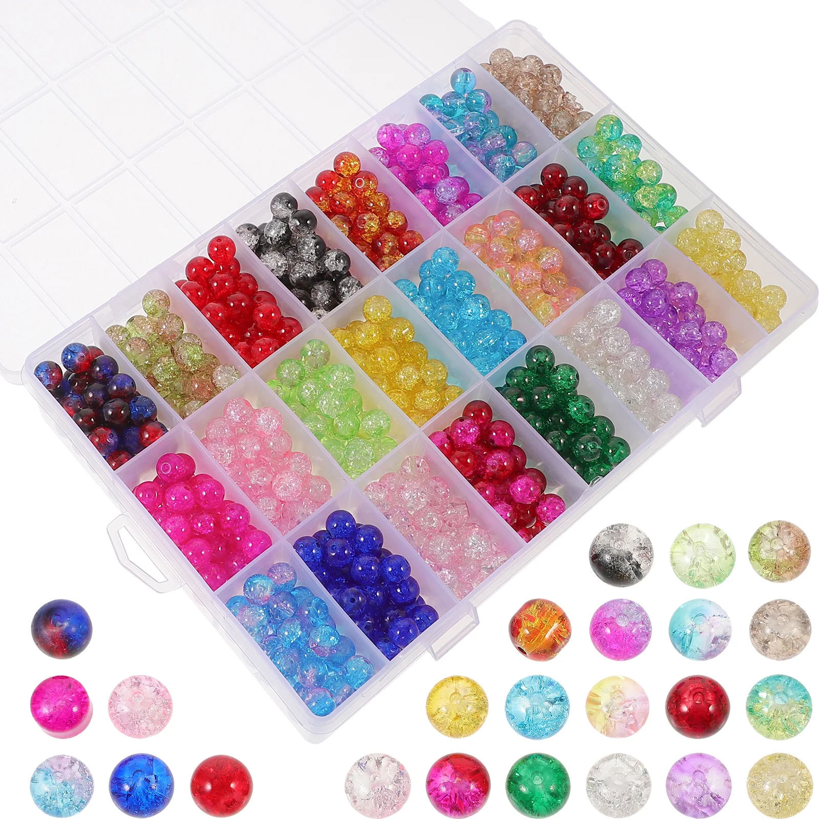 

1 Box Glass Beads Loose Colored Beads Wear-Resistant for DIY Jewelry Crafting Bracelets Necklaces Earrings Handmade Accessories