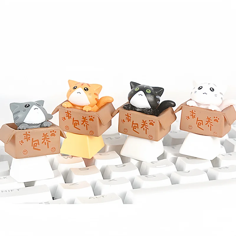 New Customization Cute Cat Keycap Mechanical Keyboard Keycap Artisan Anime Kawaii Keycap Pbt Axis Cherry Mx Cute Cat Diy Key Cap