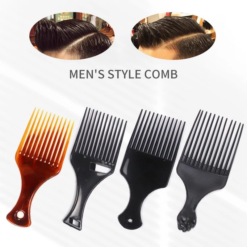 Wide Teeth Brush Pick Comb Fork Hairbrush Insert Hair Pick Comb Plastic Combs For Curly Afro Hair Styling Tools For Women Men!~