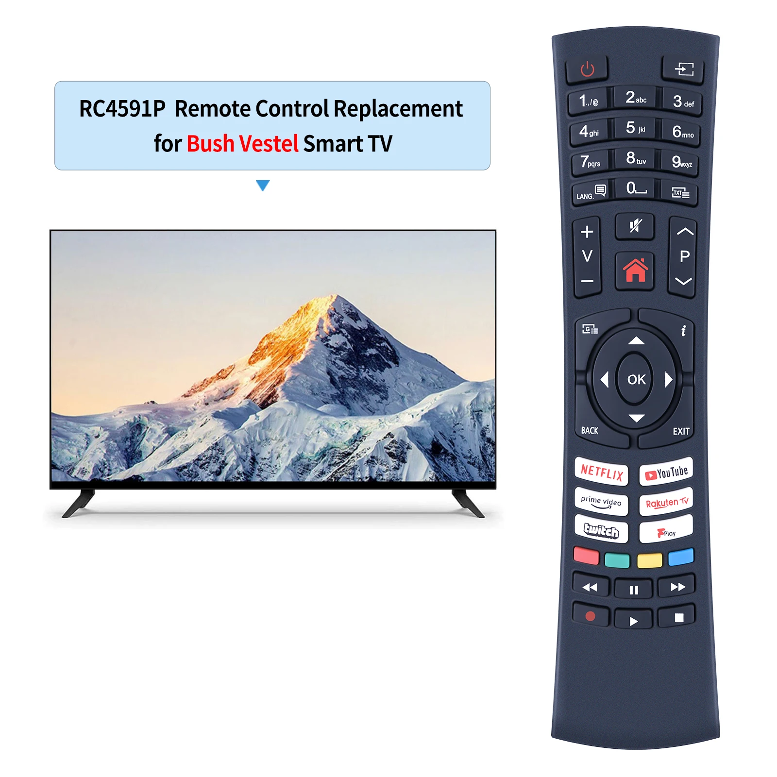 جهاز تحكم عن بعد للتلفاز ، فيستل بوش ، LED ، QLED ، تلفاز ذكي ، DLED40FHDS ، QLED50UHDS ، QLED55UHDS ، QLED43UHDS ، DLED32HDDVD ، RC4591P
