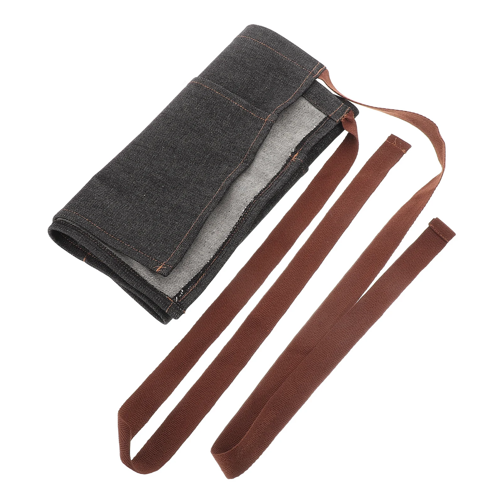 مريلة خصر من الدنيم، مريلة نادلة سوداء قصيرة، ربطة عنق قابلة للتعديل، ملابس عمل للمطاعم، 3 جيوب للبالغين #1