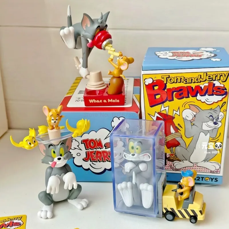 Caja ciega de la serie Tom y Jerry Cat And Mouse Fight, estatua de Pvc Kawaii, modelo de figuras de Anime, juguete de colección lindo, regalo Original