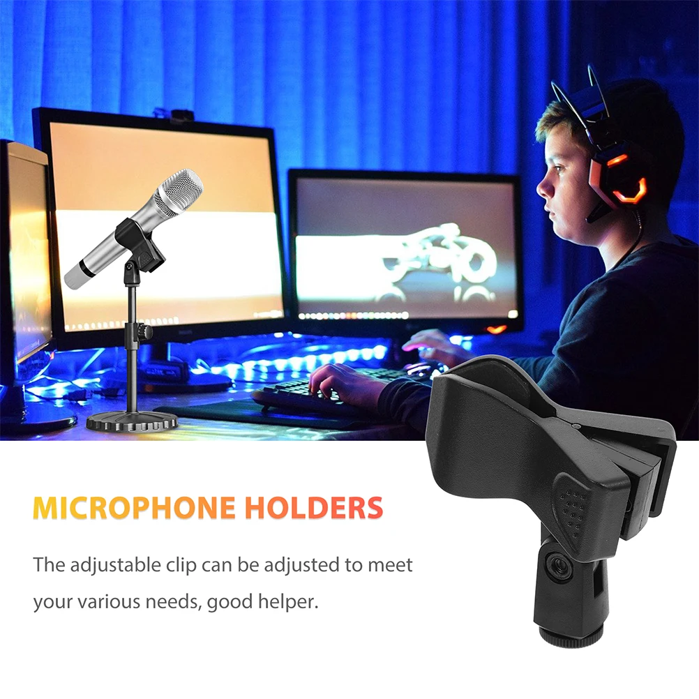 

6 Pcs Microphone Clip Clamp Holders Bracket Plastic Clips Universal for Stand Adjustable