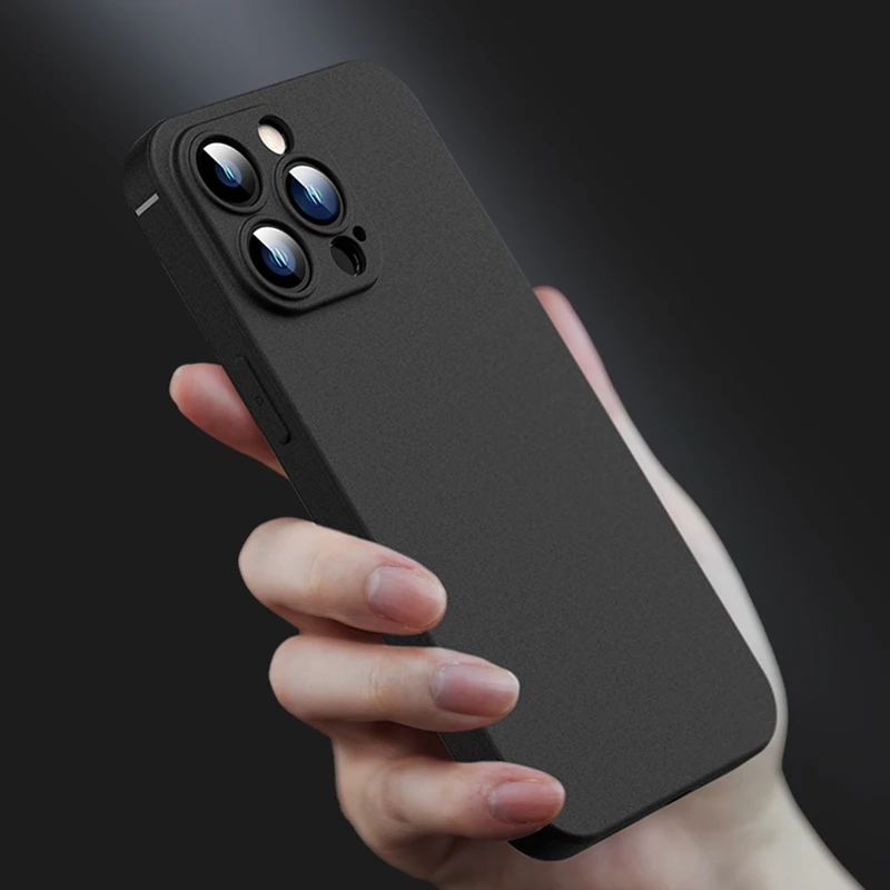 Luxury Ultra Thin Matte Case For iPhone 15 14 13 Pro 12 Mini XS Max X XR SE 2020 2022 7 8 Plus Solid Black Silicone Soft Cover