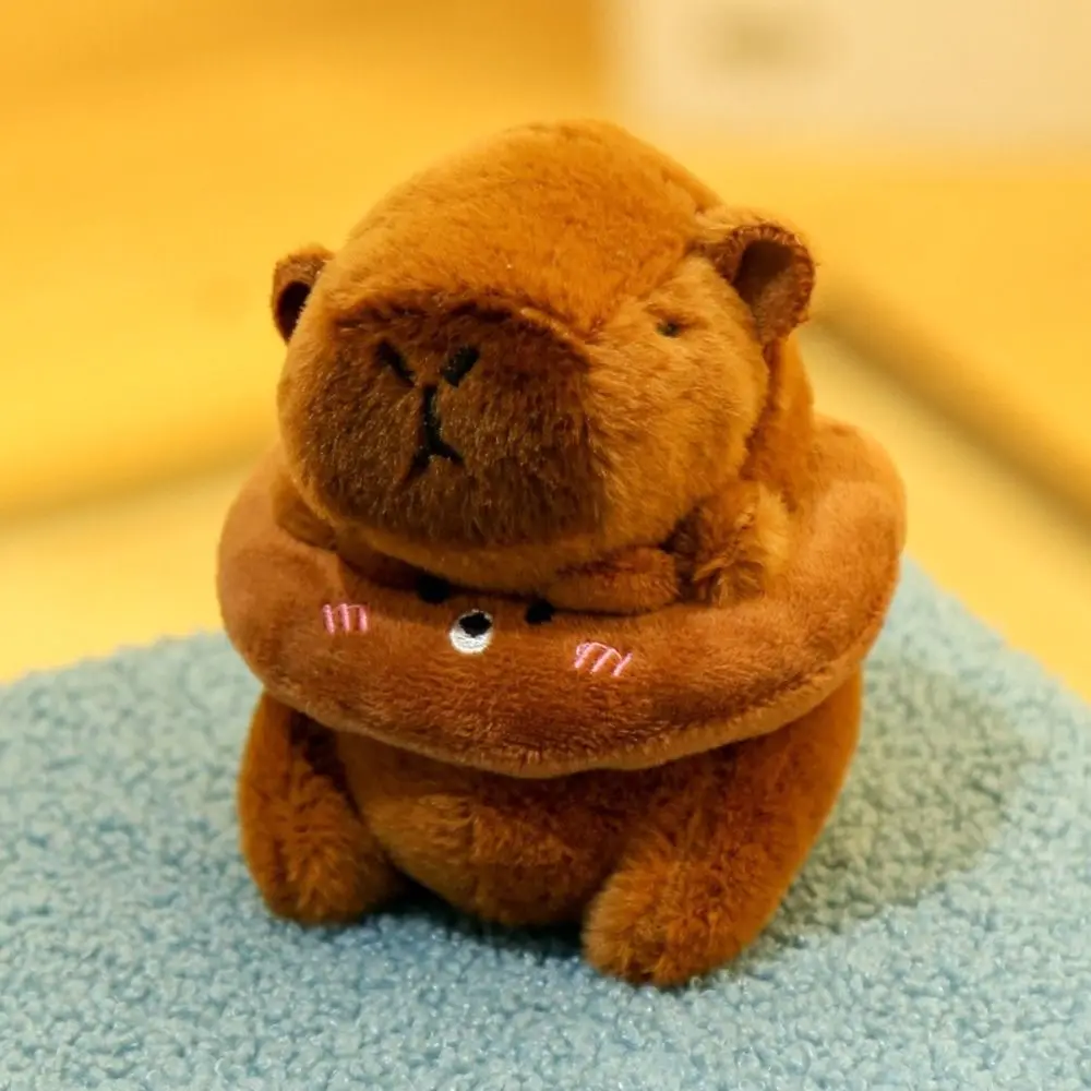Cartoon Capybara Plush Capybara Keychain Soft Stuffed Animals Fluffty Animal Doll Guinea Pig Simulation Capybara Pendant Kids