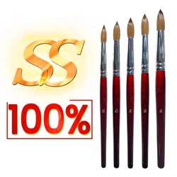 RolinStar SS quality 100% 777 Kolinsky content Acrylic dipping powder red wood penholder Round Shaped nail brush mink durable