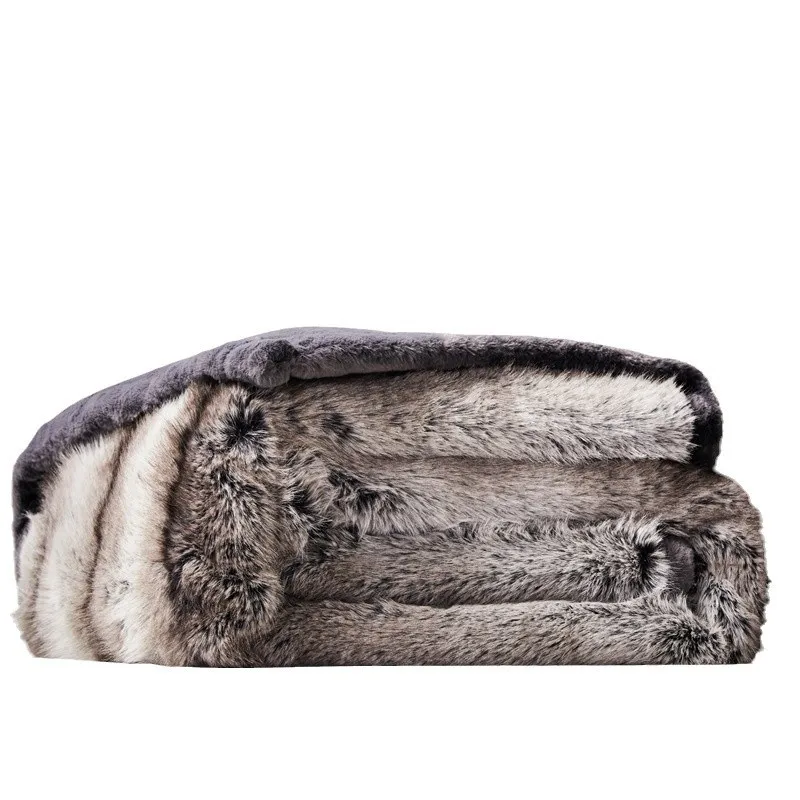 

Light luxury double-layer imitation golden fox fur blanket autumn and winter double thickened warm blanket quilt