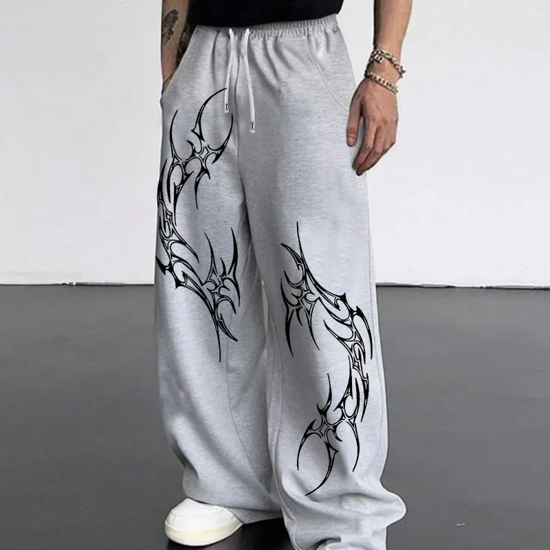 

American Street Gothic Angel Dark Style Men's Casual Sports Loose Straight Leg Autumn and Winter New Unisex Casual Sports Pants