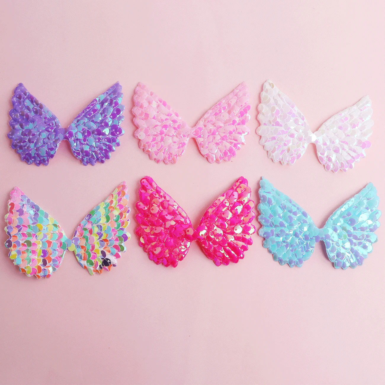 6pcs 80*60mm Glitter Angel Wing Appliques for Clothes Hat Shoes Sewing Patches DIY Shoes Cake Clips Decor Accessory