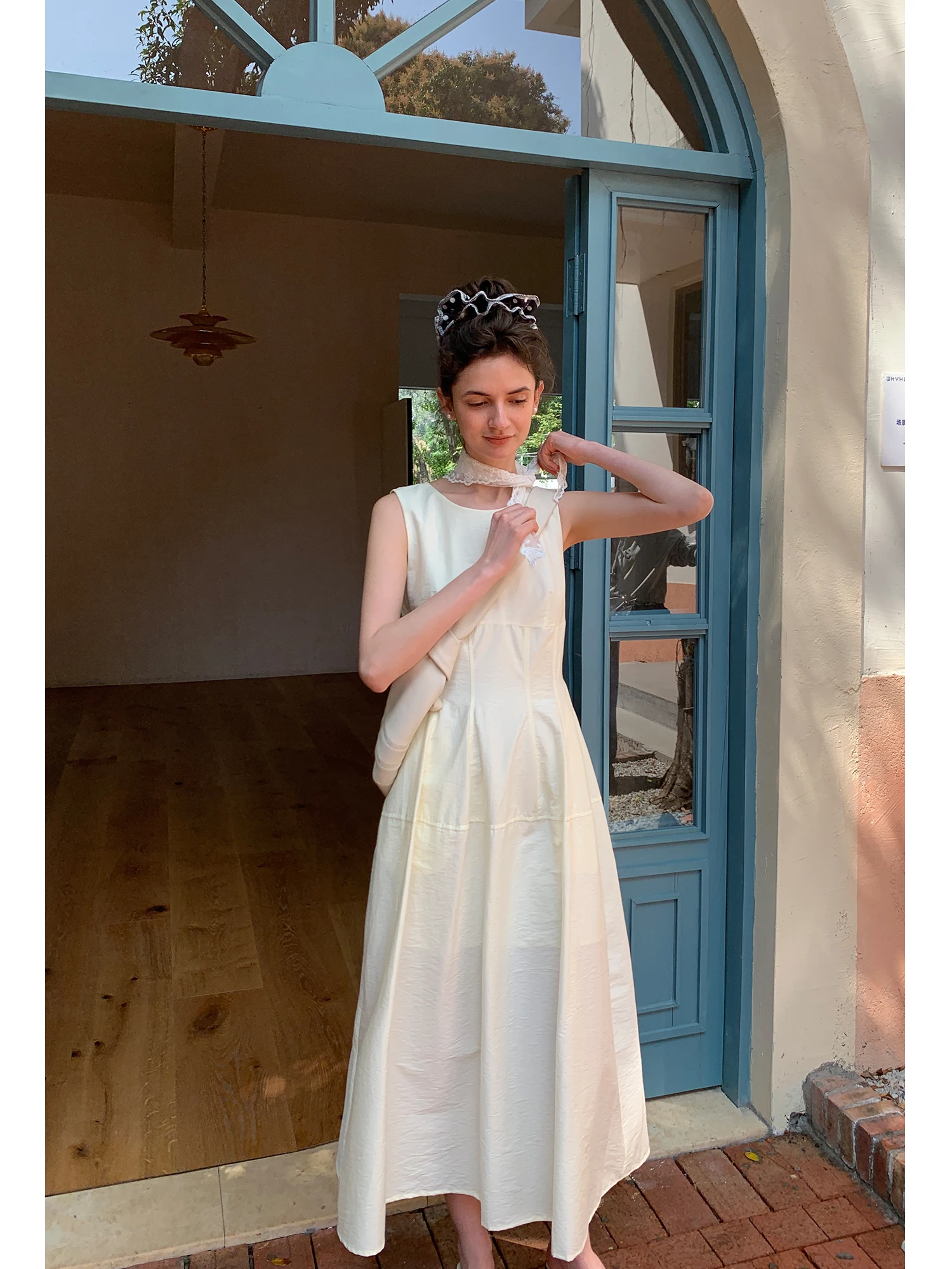 

Летний облегающий жилет Eggka Fibone Structure с поясом и завязками, длинная юбка с завышенной талией во французском стиле