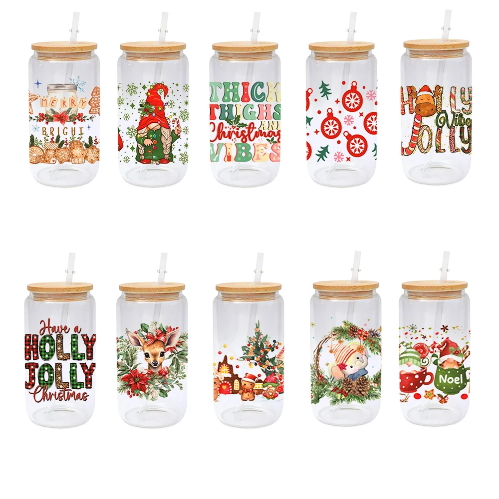 Случайный узор, 6 шт./компл. УФ-наклейки для чашек DTF - водонепроницаемые, легко наклеиваемые наклейки для чашек, водонепроницаемые наклейки для стеклянной посуды