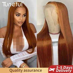Pelucas delanteras de encaje de cabello humano de color rubio jengibre 13x6, pelucas frontales de encaje 180% HD, peluca de cabello humano liso rubio miel