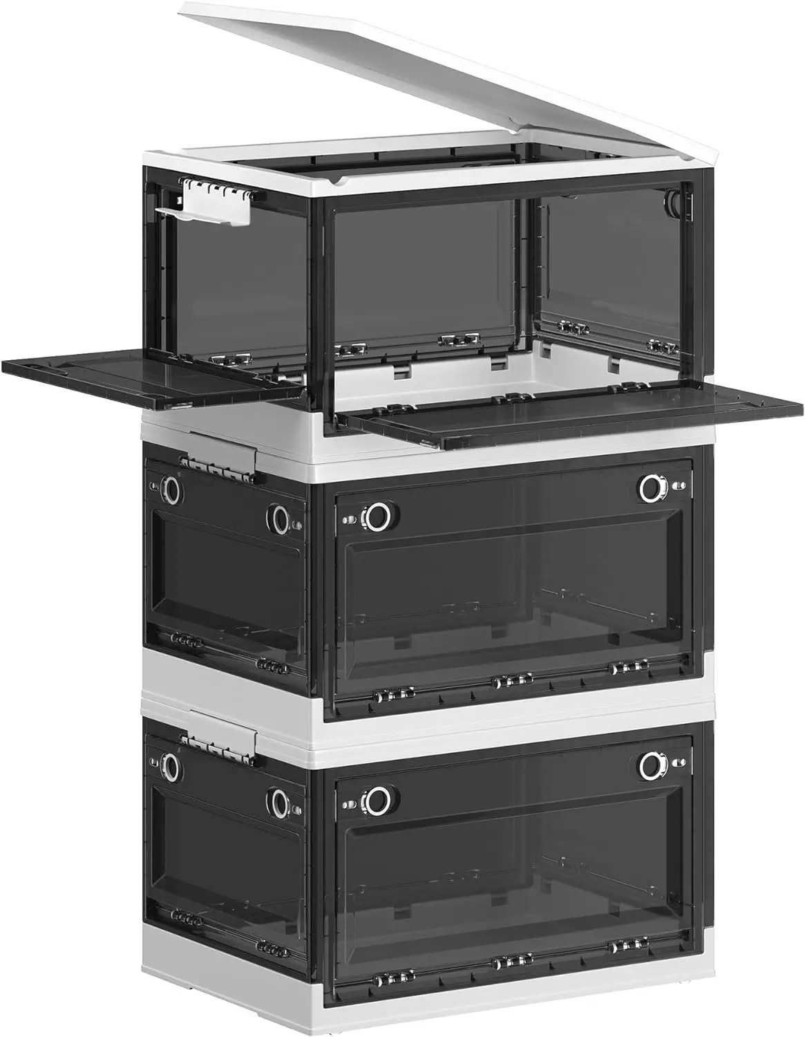 

Plastic Storage Bins with Lids, 11.6 Gal. (46.4 Qt.) Stackable Closet Organizer, 5 Doors, Pack of 3, Storage Cabinet