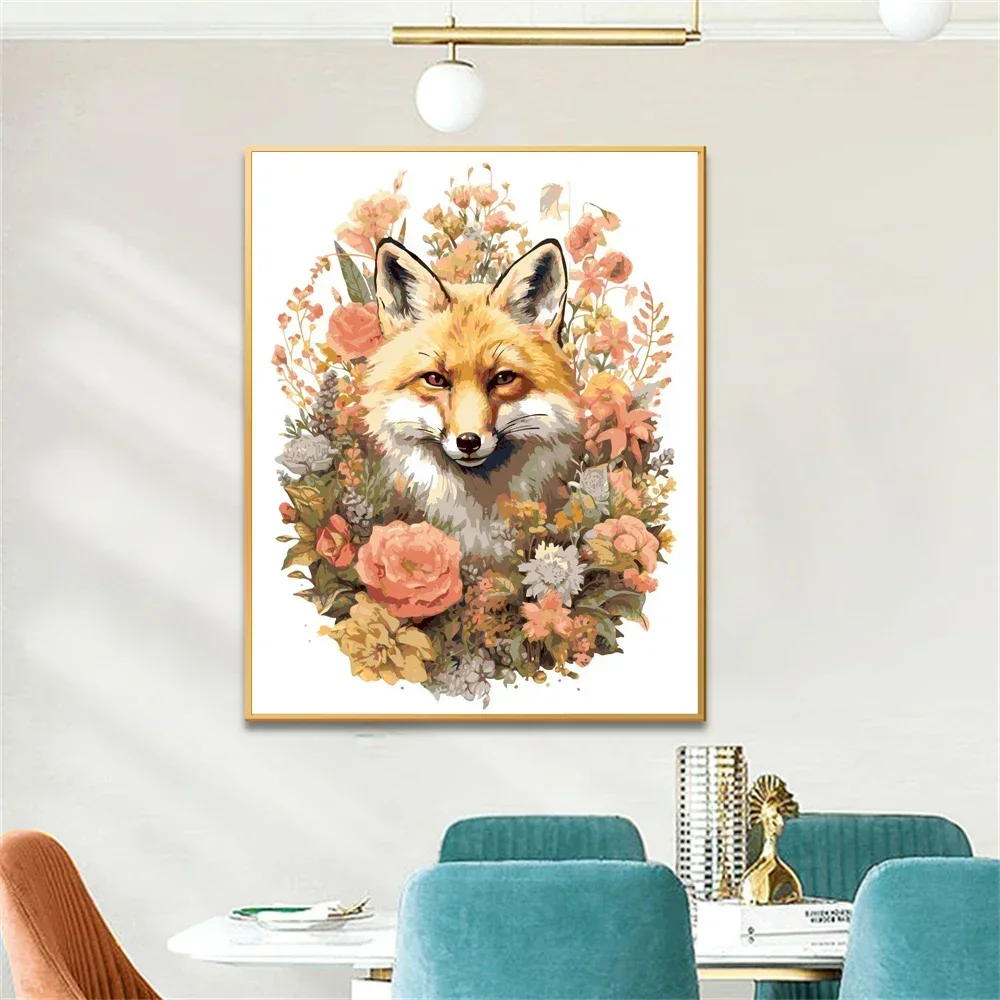 

616589 Painting by Numbers For Adult Fox and flower Dropshipping Canvas Oil Paint by Number Home Decor