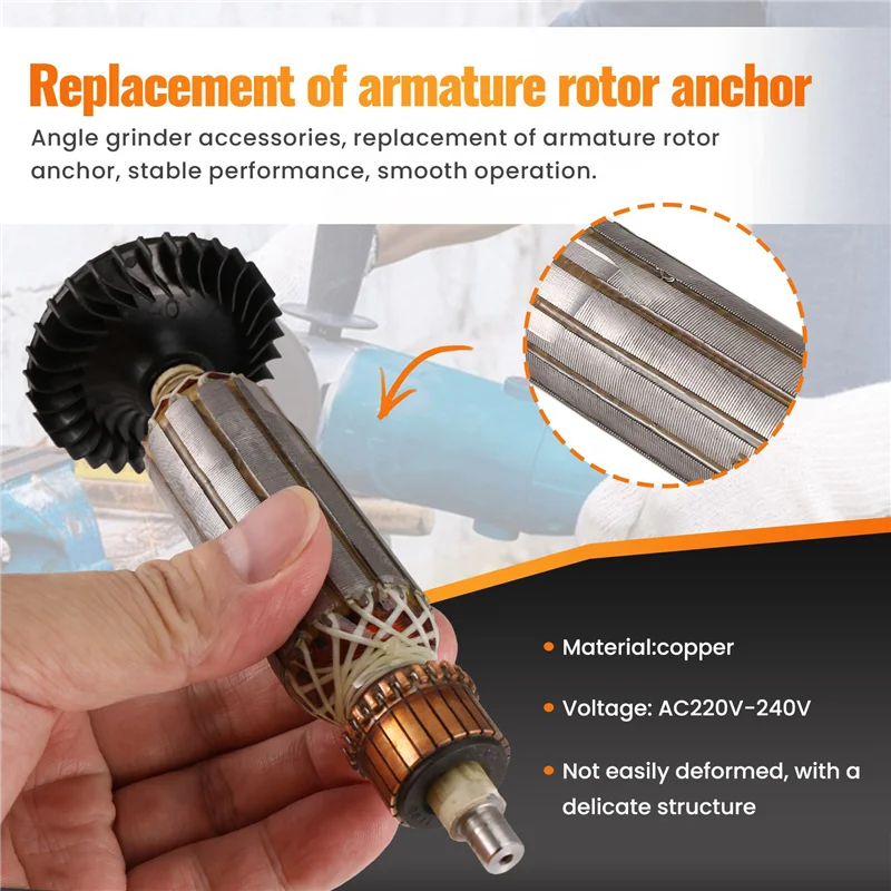 Sostituzione dell'ancora del rotore dell'armatura AC220V-240V per smerigliatrice angolare GWS7-100 GWS7-125 GWS 7-100 GWS 7-125-AT64