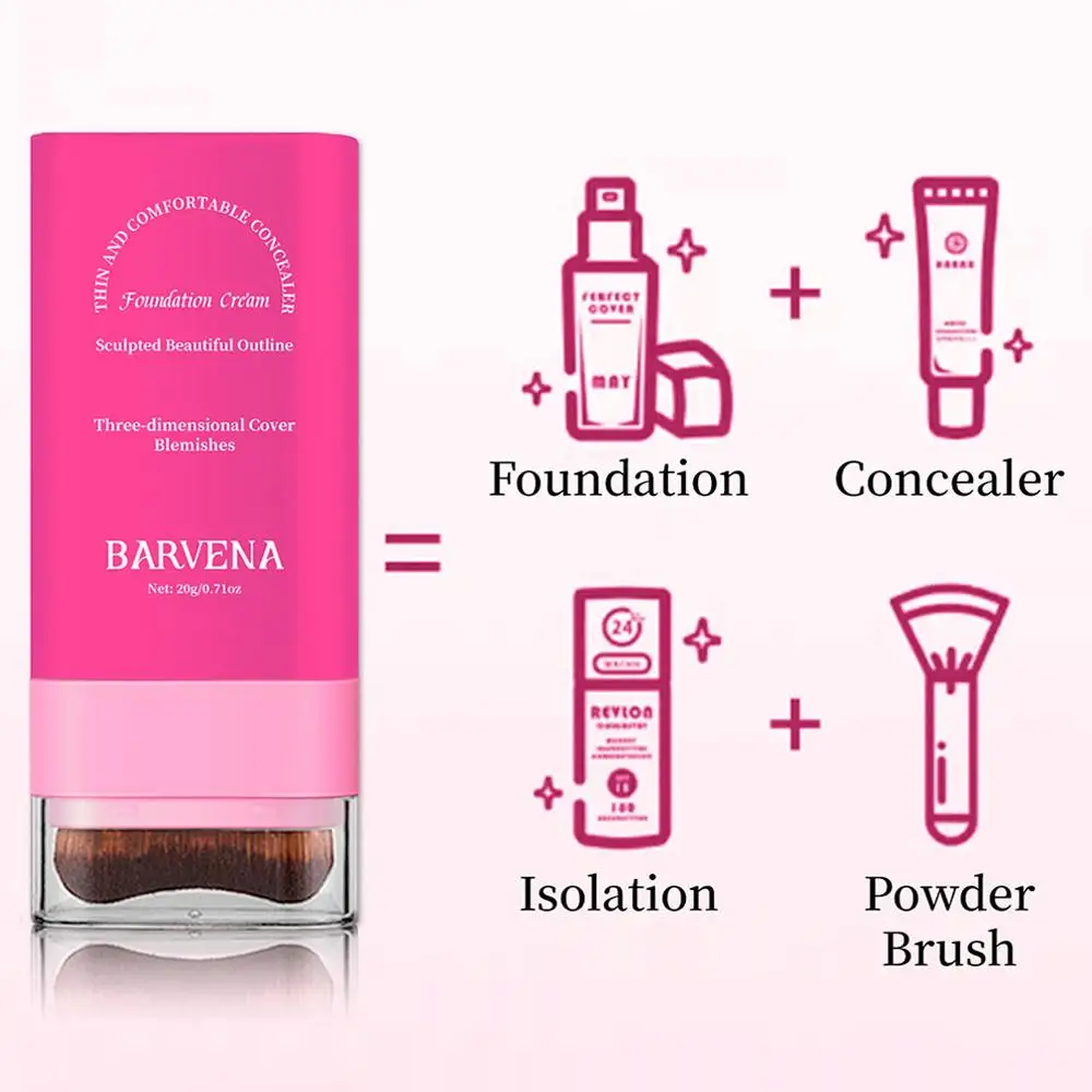 브러쉬 컨실러가 포함된 파운데이션 스틱은 피부톤을 밝게 해주고 메이크업 파운데이션 없이 오랫동안 지속됩니다.