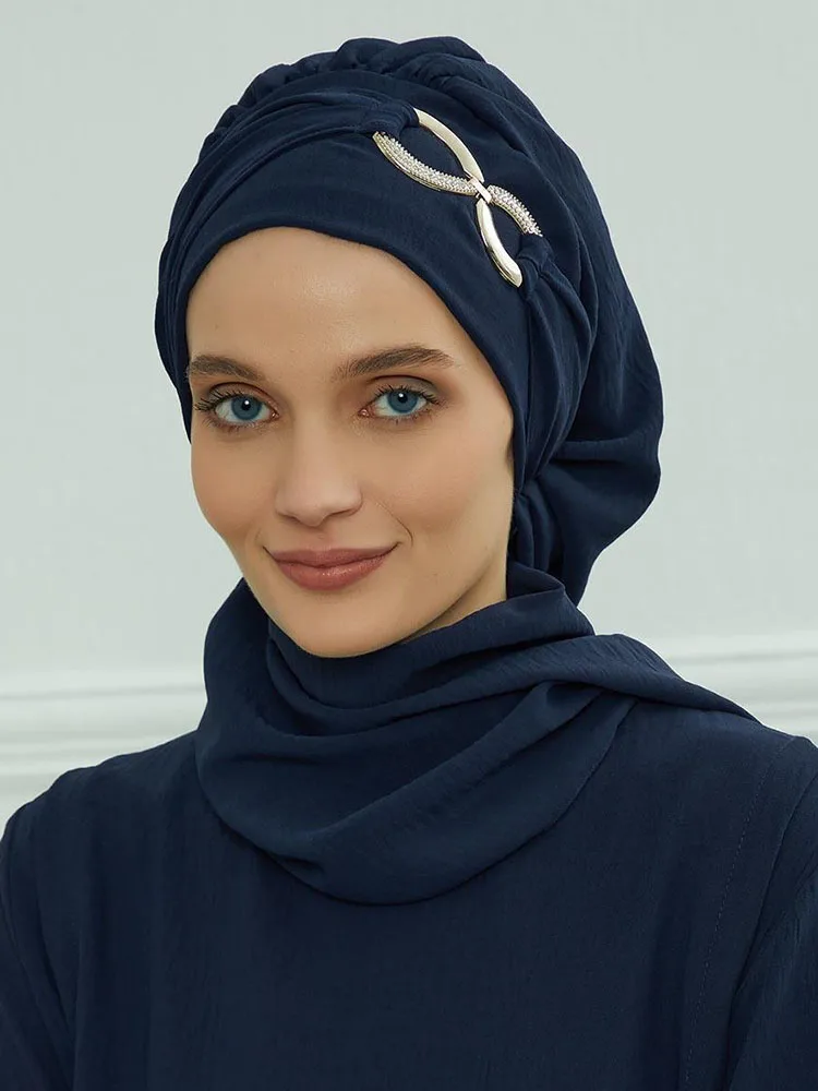 Hijab musulmán liso para mujer, turbante elástico, gorros, sombreros, bufandas para la cabeza, bufanda preatada, nuevo