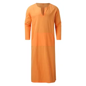 Herren Retro -Leinen Musliers Robe, V V, Kurzarm, ethnischer Kaftan, Jubba Thobe traditionelle Ethnie, Hemdkleid, arabisches Kleid 8 Hauptverkäufe Crene Clothing - №7
