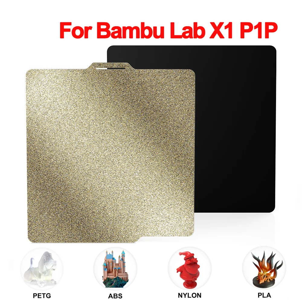 

Пластина для 3D-принтера PEI для Bambu Lab X1 P1P, горячая двухсторонняя текстурированная пластина PEI 257x257 мм, пружинный стальной лист с порошковым покрытием