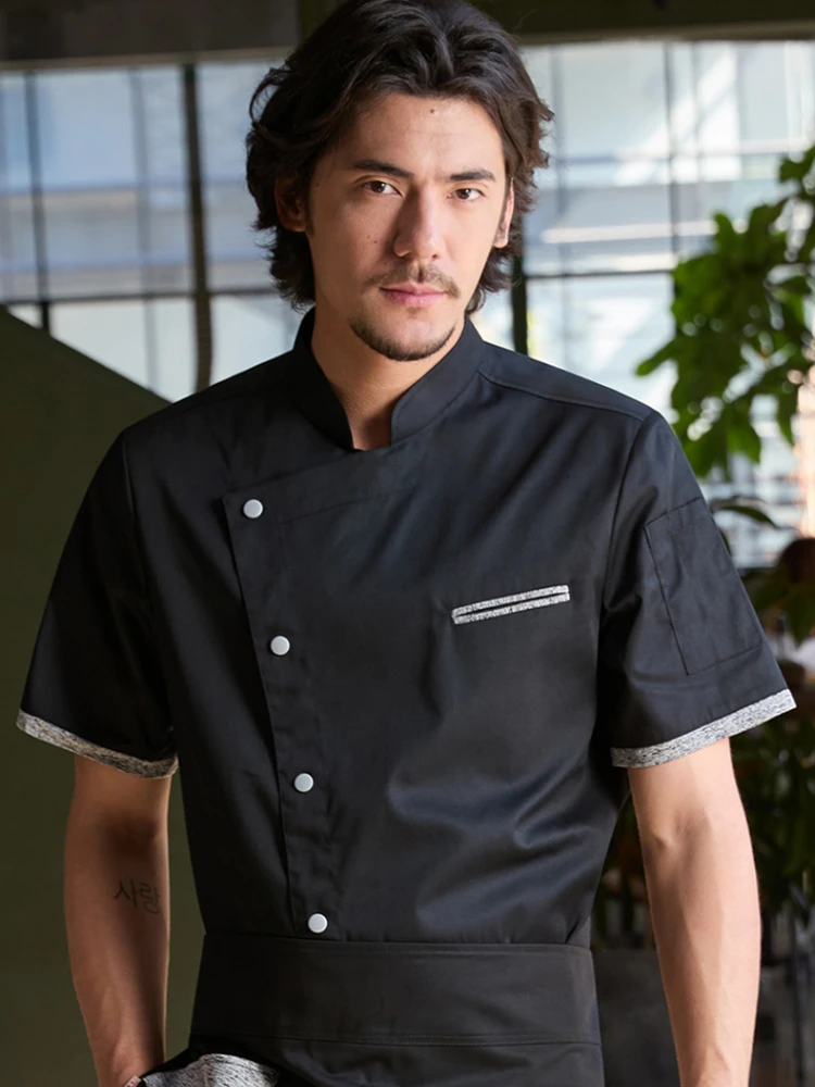 Men's Chef Jacket Restaurant Food Service Baking Hotel Kitchen Thin Chef Uniform Set