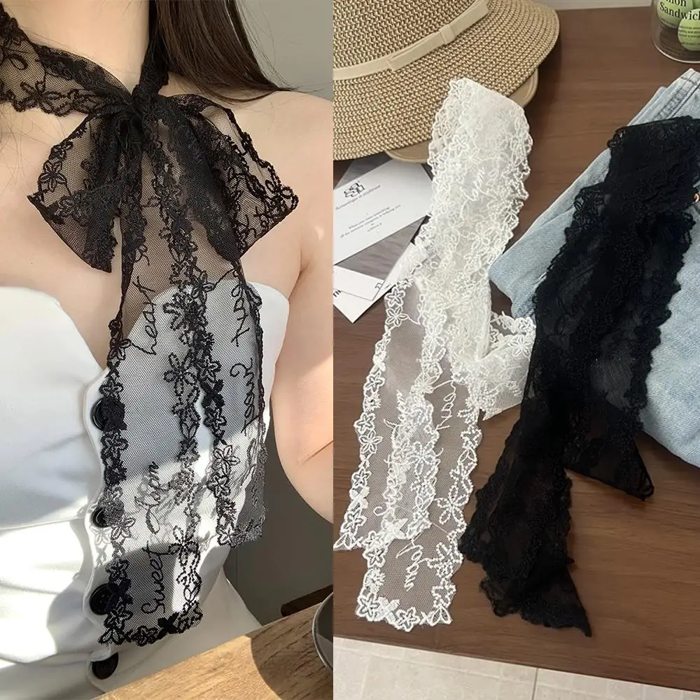 

Tie Up Thin Dress Jeans Belt Floral Bow Lace Waist Belt Y2k Long Lace Waistband Skinny Ribbon Headscarf Fashion Sweet Neck Scarf