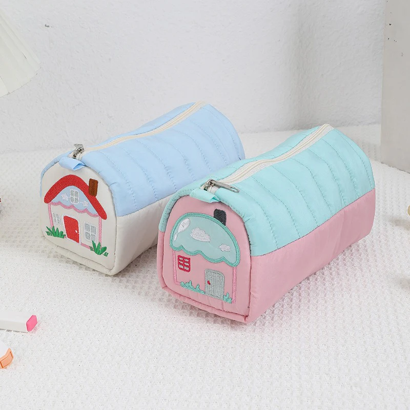 Cute House Pen Box Bag studente Cartoon Cute Stationery Bag astuccio per matite di grande capacità organizzatore multifunzionale per borse di cancelleria