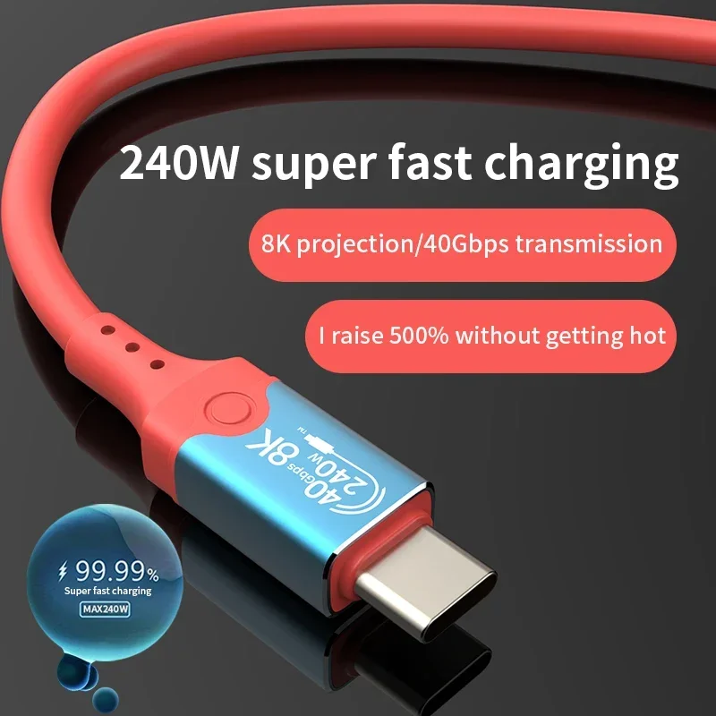 Thunderbolt 4 Cable USB4 for o Switch Game 40gbps Type c 240W Super Fast Charging Cable for Laptop PC Phone Camera