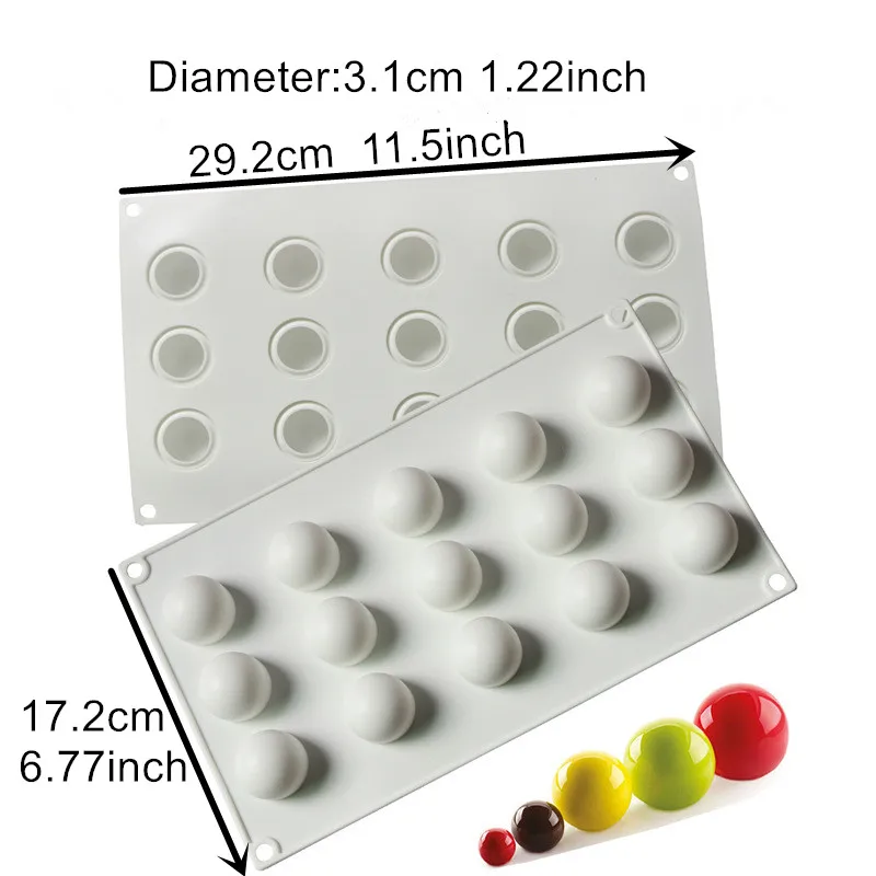 Siliconen chocoladevorm Silicon Ball Cakevormen 3D Halve bol Snoep Truffel Bakplaat 1 stuk
